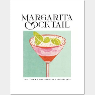 Margarita Retro Poster Turquoise Bar Prints, Vintage Drinks, Recipe, Wall Art Posters and Art